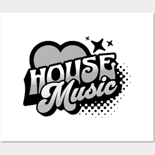 HOUSE MUSIC  - Y2K Retro Heart (Grey) Posters and Art